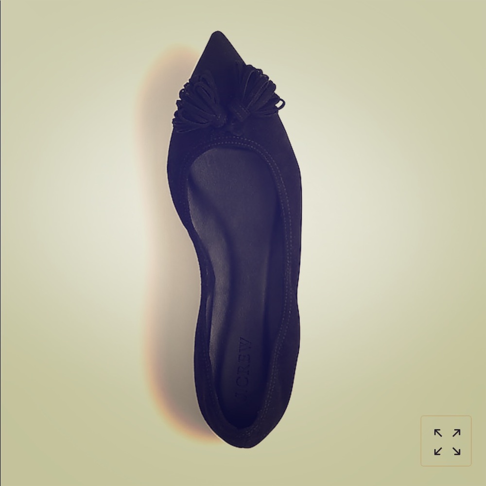 J. Crew Lottie Tassle Flats in Black Suede NWT